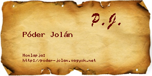 Póder Jolán névjegykártya